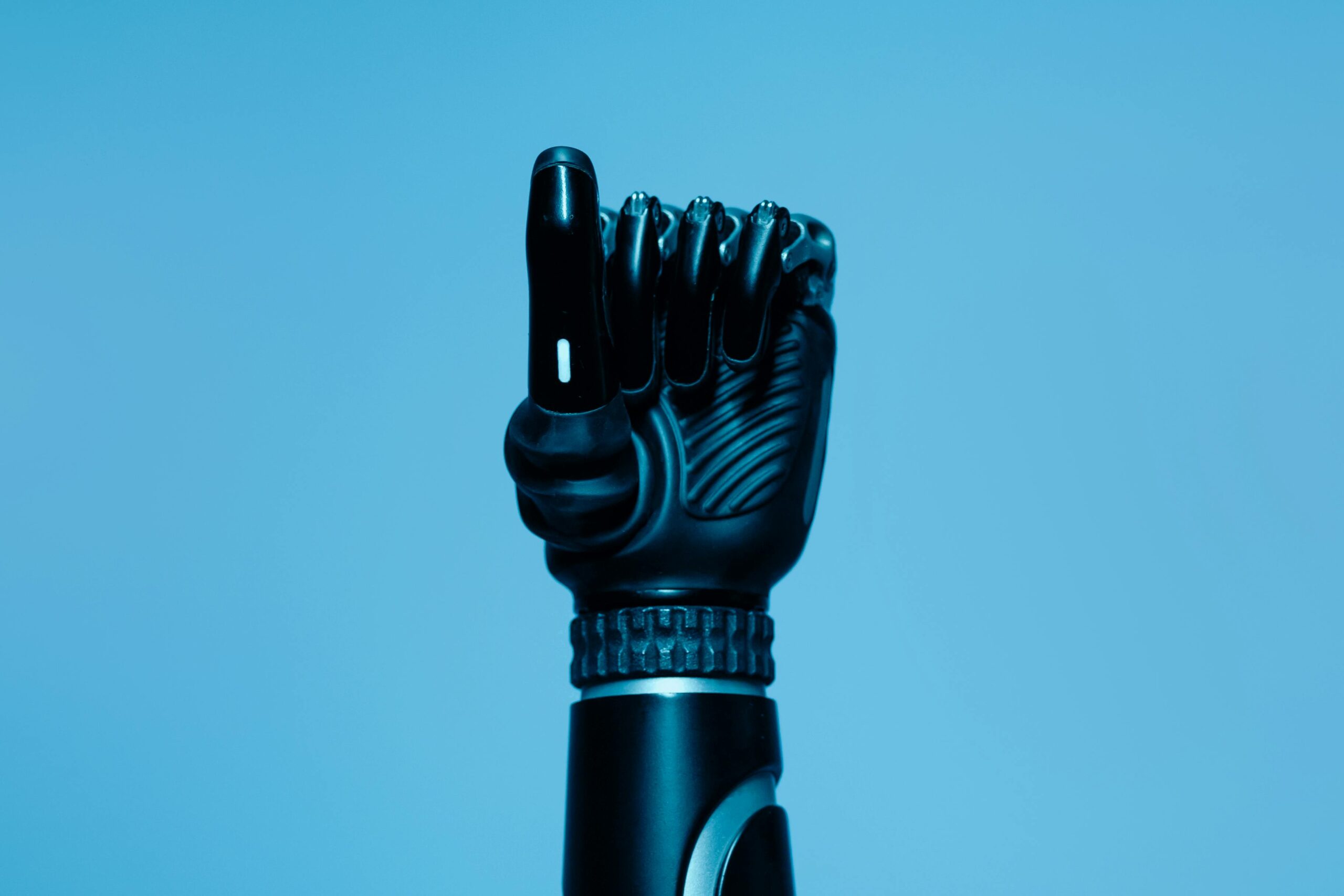 robot hand green background